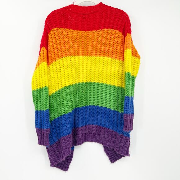 Current Mood Womens Rainbow Luv Chunky Knit Open Striped Cardigan Sweater XS - Picture 6 of 6